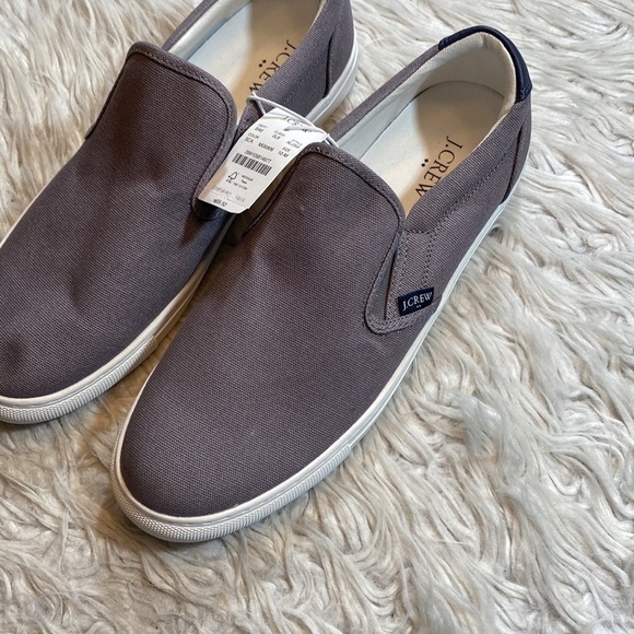 NWT J. Crew Factory Explorer Gray Canvas Slip On Boat Shoes sz 10 - Picture 4 of 10